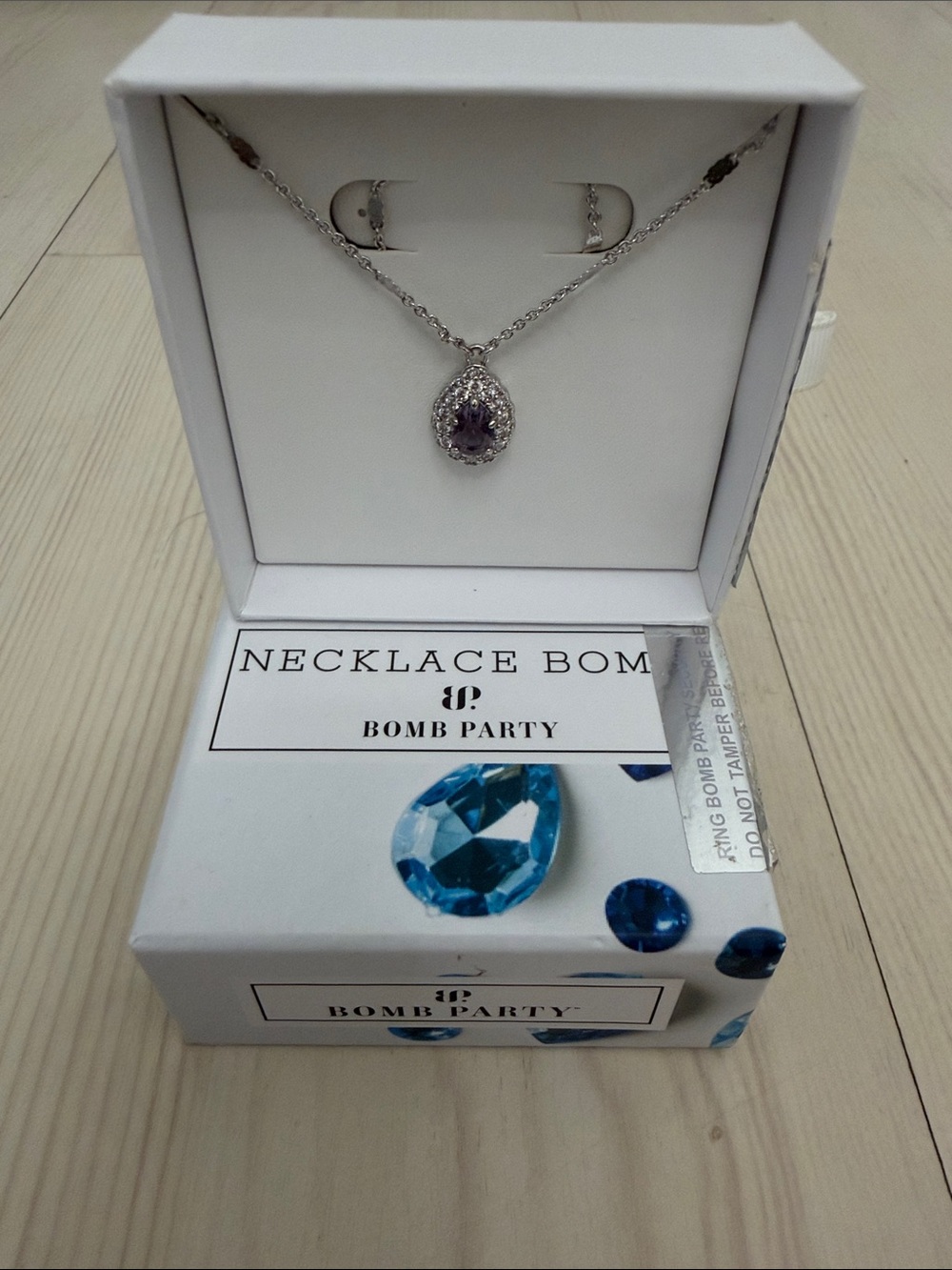 Bomb Party Lab Created Amethyst Teardrop Necklace